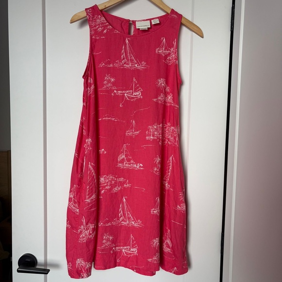 Cynthia Rowley Coral Pink 100% Linen Mini Dress - Coastal • Nautical • Summer - Picture 2 of 11